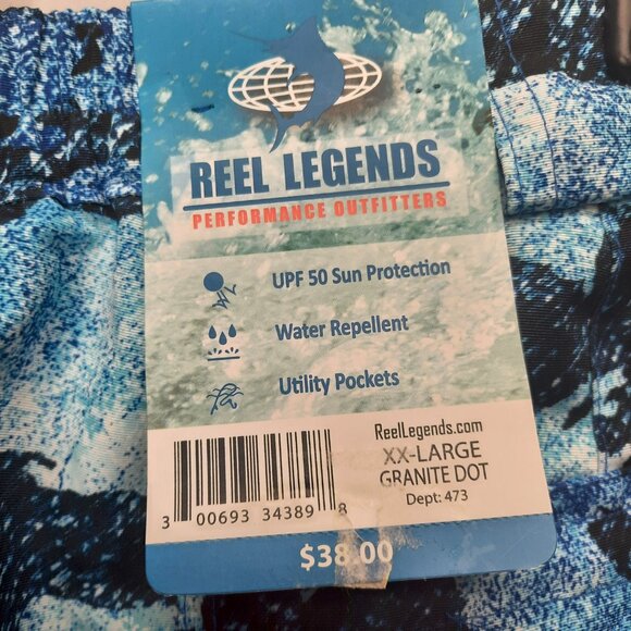 Reel Legends Men’s XX-Large Fishing Shorts Blue Camo Cargo Water Repellent NWT - Picture 3 of 13